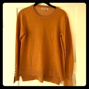 Mustard yellow sweater with gold buttons